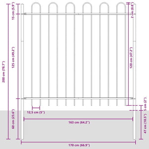 Grauer Gartenzaun, 8-teilig, 13,6 x 1,5 m