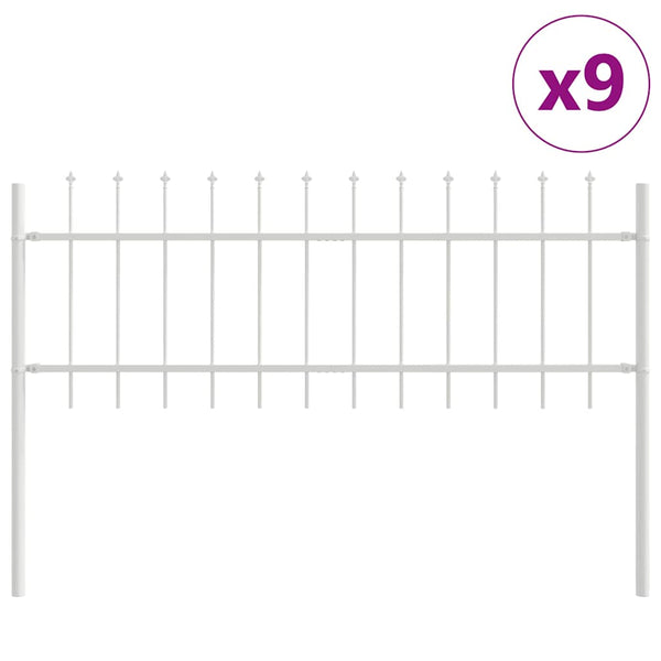 Gartenzaun Weiß, 9-teilig, 15,3x0,6 m