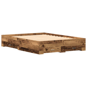 Bettrahmen mit Schubladen 140x200 Altholz