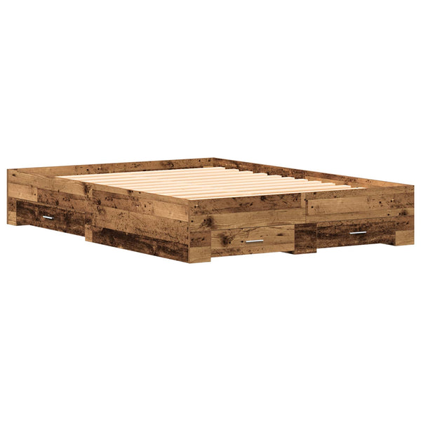 Bettrahmen mit Schubladen 140x200 Altholz