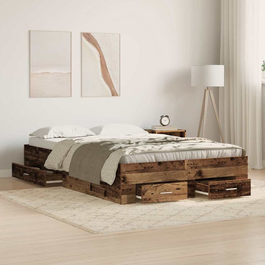 Bettrahmen Altholz 120x200 cm mit Schubladen