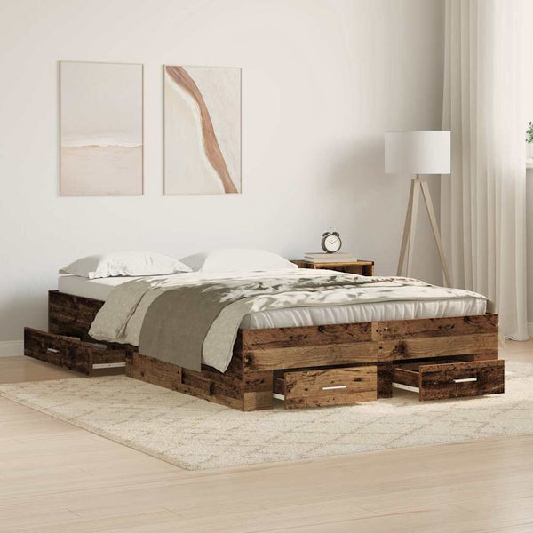 Bettrahmen Altholz 120x200 cm mit Schubladen