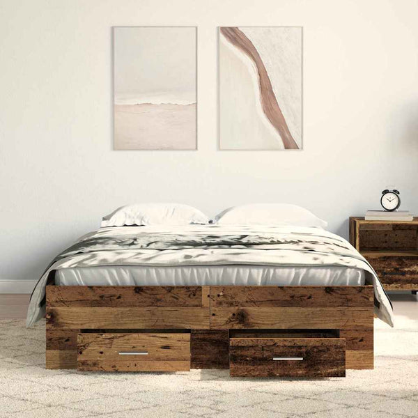 Bettrahmen Altholz 120x200 cm mit Schubladen