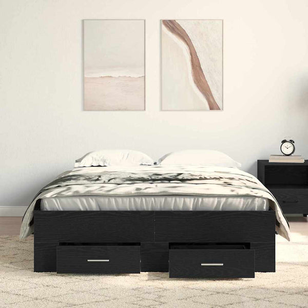 Bettrahmen 120x200 cm Schwarz Eichenoptik