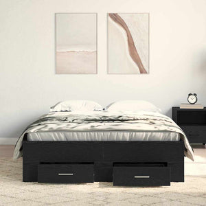 Bettrahmen 120x190 cm Schwarz Eichenoptik