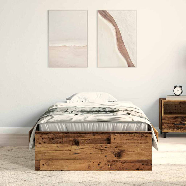 Bettrahmen Altholz 100x200 cm mit Schubladen