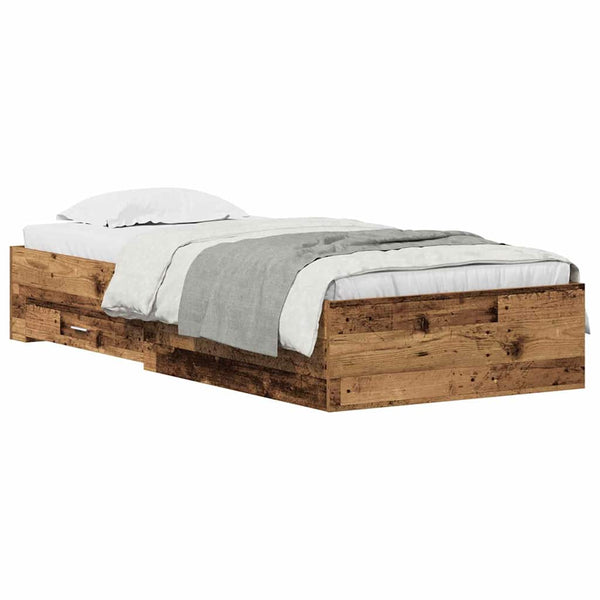 Bettrahmen Altholz 100x200 cm mit Schubladen