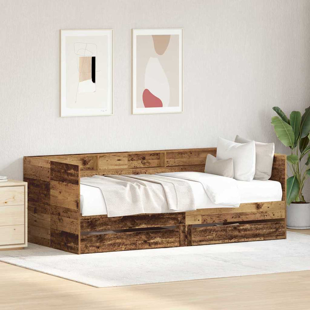 Tagesbett Altholz 100x200 cm mit Kopfteil
