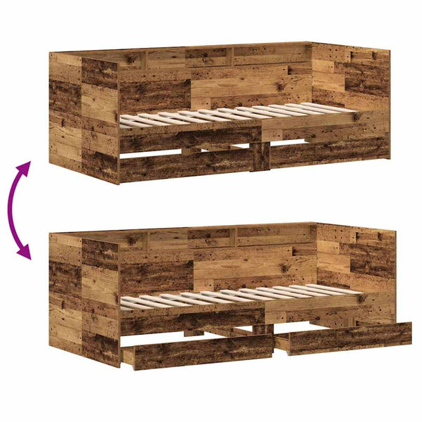 Tagesbett Altholz 100x200 cm mit Kopfteil