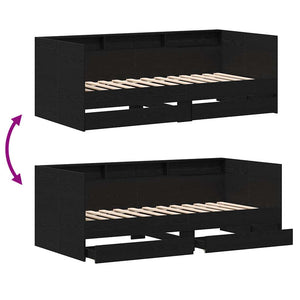 Tagesbett 100x200 cm Schwarz Eichen-Optik