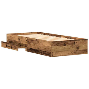 Bettrahmen Altholz 90x200 cm mit Schubladen