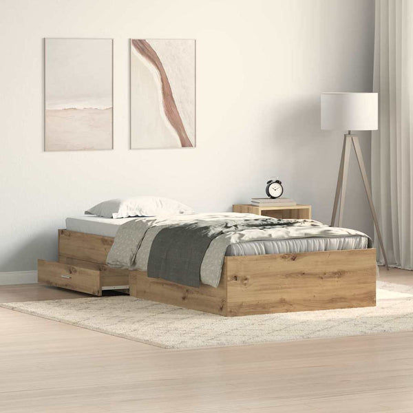 Bettrahmen Eiche 90x200 cm mit Stauraum