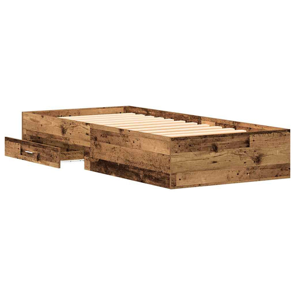 Bettrahmen Altholz mit Schubladen 90x190