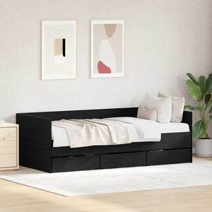 Tagesbett 90x190 cm Schwarz Eichenoptik