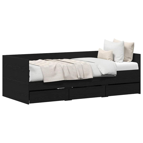 Tagesbett 90x190 cm Schwarz Eichenoptik