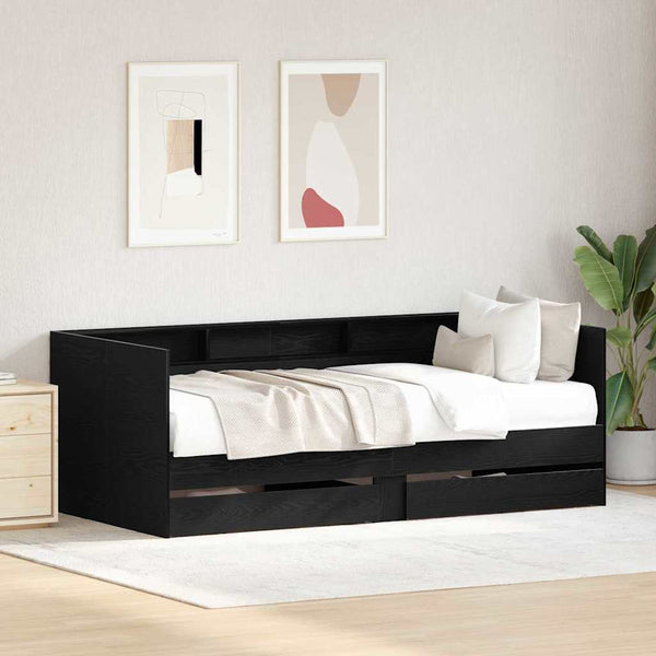 Tagesbett Schwarz Eichenoptik 75x190 cm