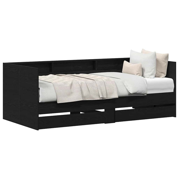 Tagesbett Schwarz Eichenoptik 75x190 cm