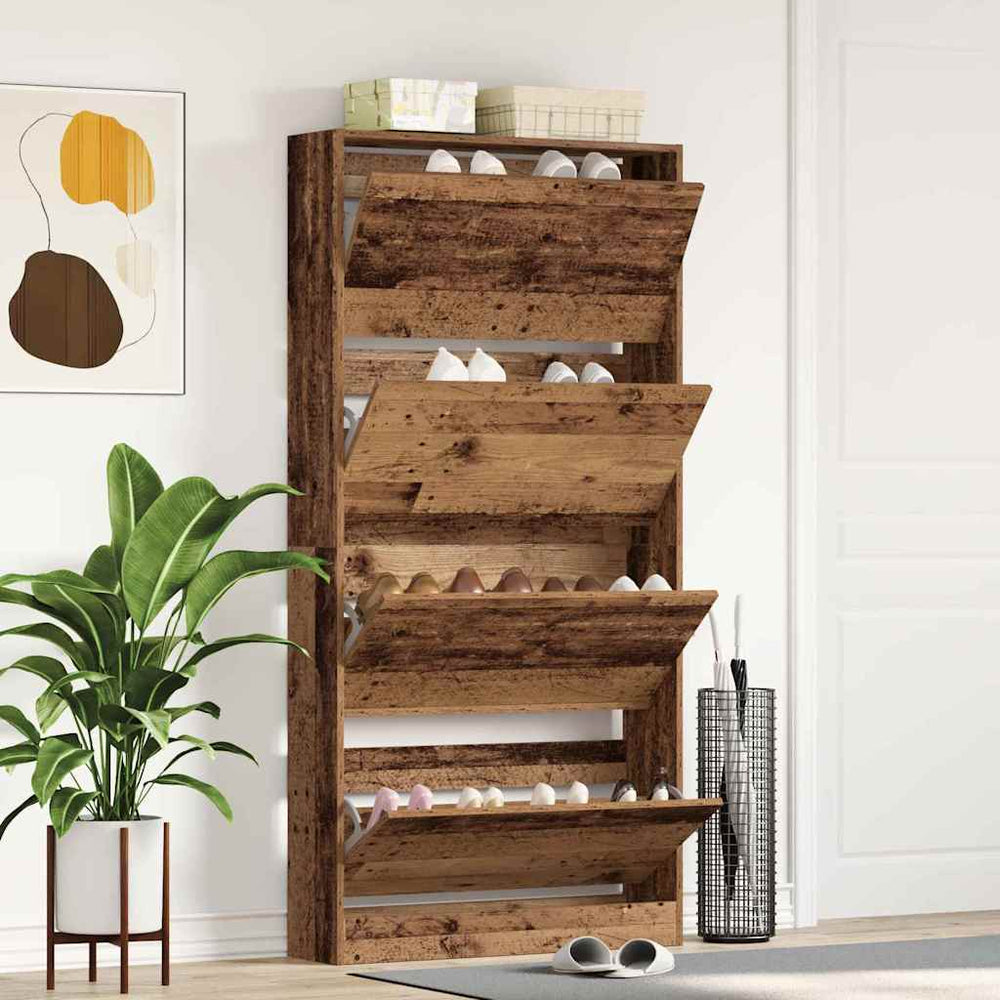 Schuhschrank Altholz mit Regal 80cm