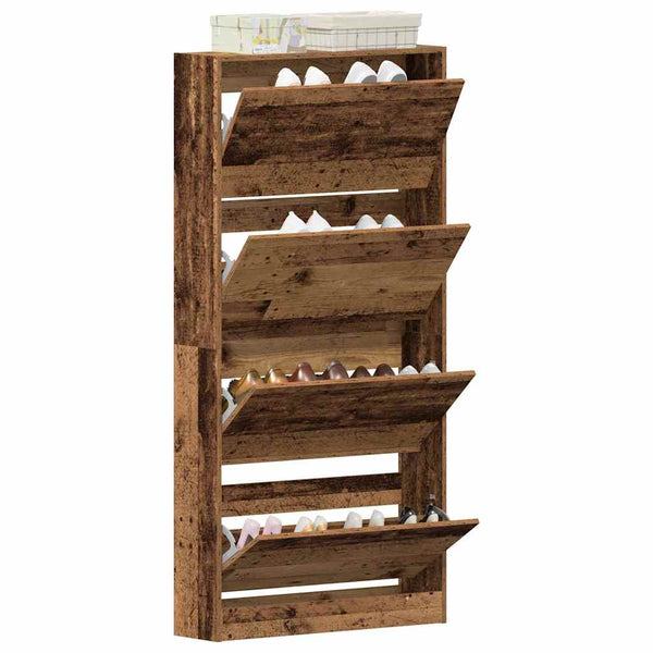 Schuhschrank Altholz mit Regal 80cm