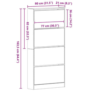 Schuhschrank Altholz mit Regal 80cm