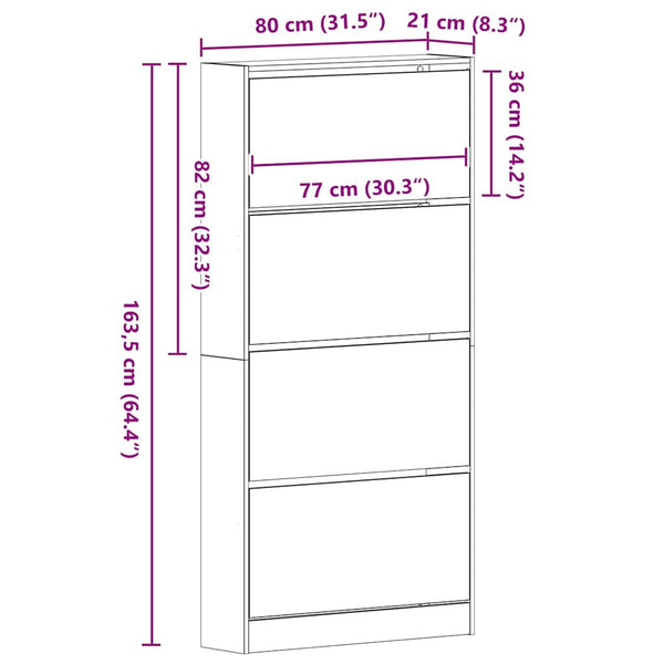 Schuhschrank Artisan Eiche 80cm