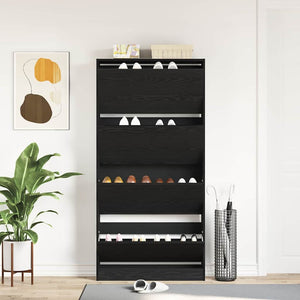 Schuhschrank mit Regal Schwarz Eiche