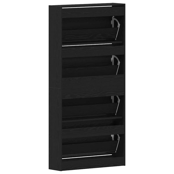 Schuhschrank mit Regal Schwarz Eiche