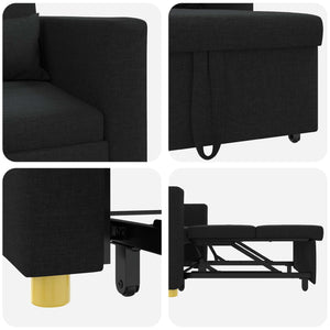 Ausziehbare Schlafcouch Schwarz Stoff 90x165 cm