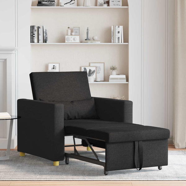 Ausziehbare Schlafcouch Schwarz Stoff 90x165 cm
