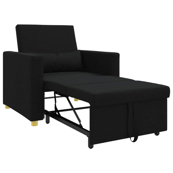 Ausziehbare Schlafcouch Schwarz Stoff 90x165 cm