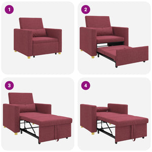 Ausziehbare Schlafcouch Einzel Weinrot Stoff