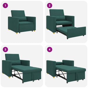 Ausziehbare Schlafcouch Dunkelgrün 90x165 cm