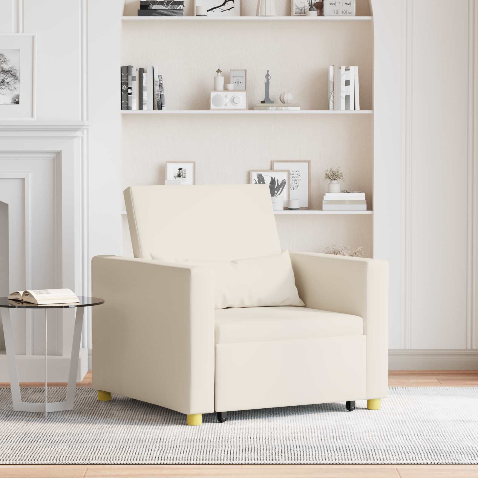 Ausziehbare Schlafcouch Einzel Cremeweiß