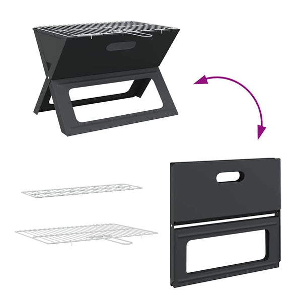 Tragbarer Outdoor Grill Stahl Schwarz