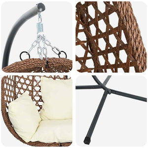 Hängender Ei-Stuhl Hellcreme Poly-Rattan