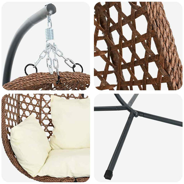 Hängender Ei-Stuhl Hellcreme Poly-Rattan