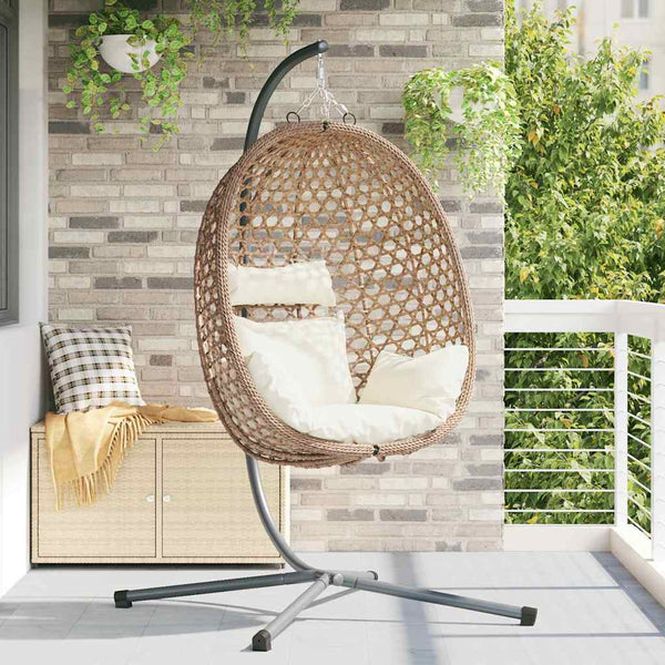 Hängender Ei-Stuhl Hellcreme Poly-Rattan