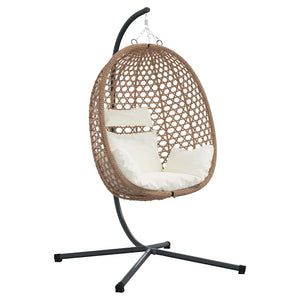 Hängender Ei-Stuhl Hellcreme Poly-Rattan