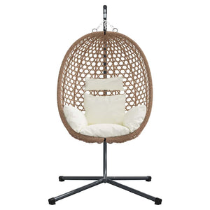 Hängender Ei-Stuhl Hellcreme Poly-Rattan