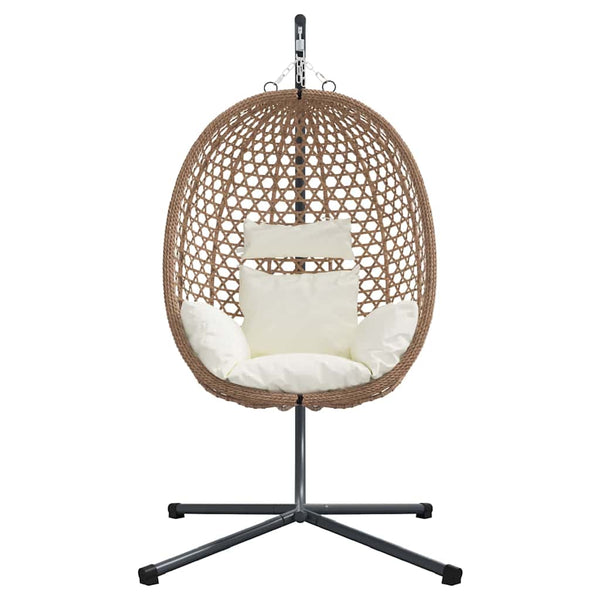 Hängender Ei-Stuhl Hellcreme Poly-Rattan