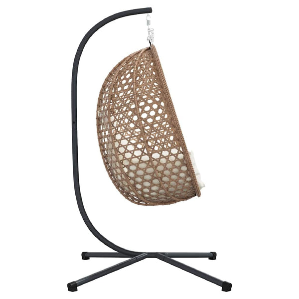 Hängender Ei-Stuhl Hellcreme Poly-Rattan