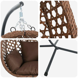 Hängender Ei-Stuhl Kaffeebraun Poly-Rattan