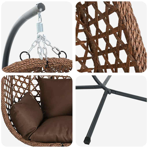 Hängender Ei-Stuhl Kaffeebraun Poly-Rattan