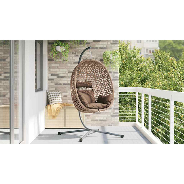Hängender Ei-Stuhl Kaffeebraun Poly-Rattan