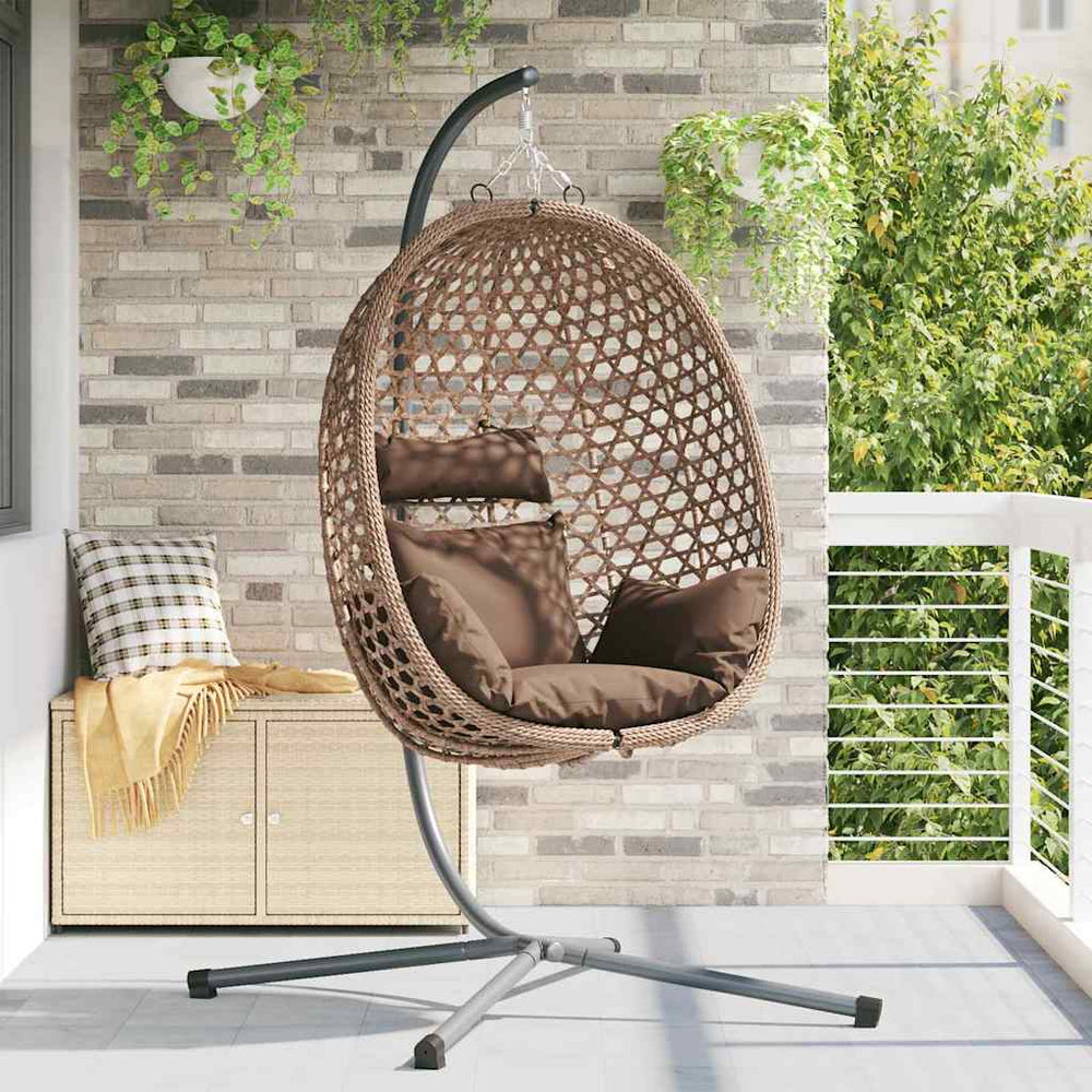 Hängender Ei-Stuhl Kaffeebraun Poly-Rattan