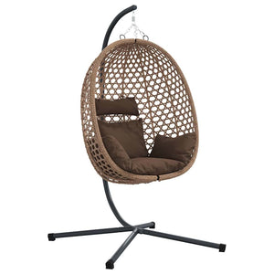 Hängender Ei-Stuhl Kaffeebraun Poly-Rattan