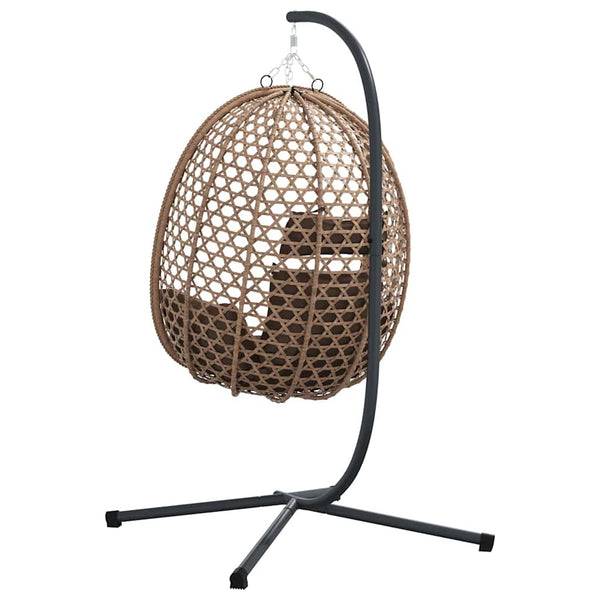 Hängender Ei-Stuhl Kaffeebraun Poly-Rattan