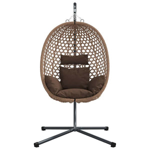 Hängender Ei-Stuhl Kaffeebraun Poly-Rattan