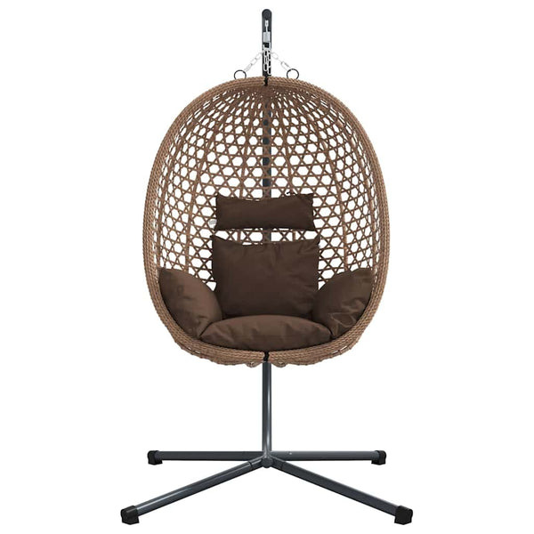 Hängender Ei-Stuhl Kaffeebraun Poly-Rattan