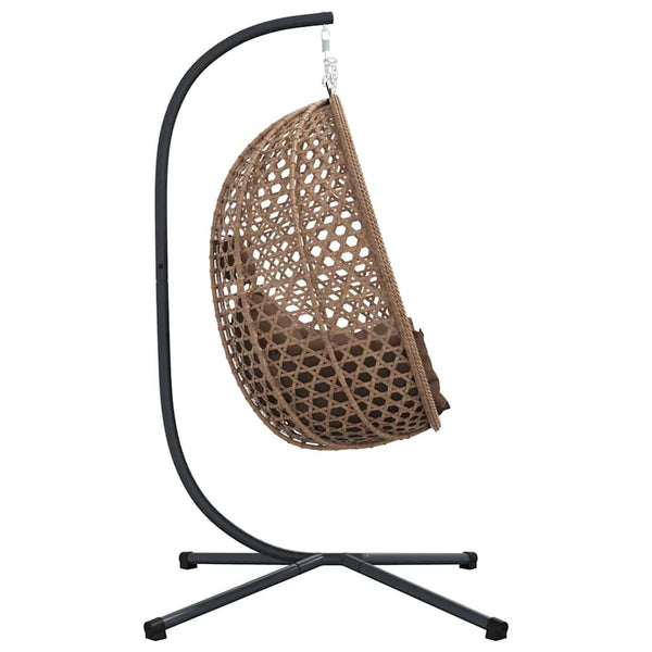 Hängender Ei-Stuhl Kaffeebraun Poly-Rattan